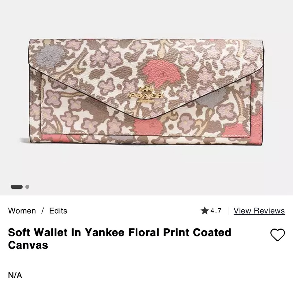 Coach Soft Wallet in Floral Print - Pink and Brown